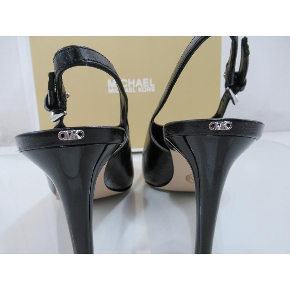 Michael Kors Kasia Pointed Toe Slingback Heels Pumps Leather Black - Picture 7 of 9